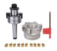 Juego de herramientas de fresado CNC Holder soporte de portabrocas con pinza MT2-FMB27 + fresa 80-27-6-flauta + insertos de fresado 1604APMT(10 unidades de insertos de insertos)