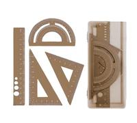 Juego de herramientas de geometría de aluminio con bordes y diseño ligero para suministros de matemáticas académicas, reglas escolares de esquina redondeada