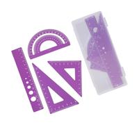 Juego de herramientas de geometría de aluminio con bordes y diseño ligero para suministros de matemáticas académicas, regla de medición de aleación de aluminio, suministros de matemáticas escolares