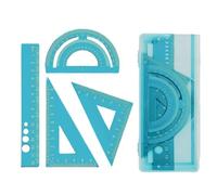 Juego de herramientas de geometría de aluminio con bordes y diseño ligero para suministros de matemáticas académicas, reglas escolares de esquina redondeada