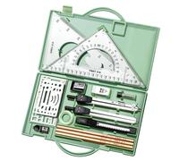 Juego de herramientas de geometría para estudiantes, brújula, 16 herramientas de matemáticas, herramientas de dibujo con de almacenamiento, dibujo de suministros para arquitectos artísticos e