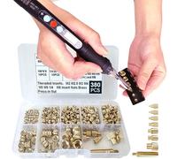 Juego de herramientas de inserción de calor, tuercas de latón, impresión 3D, soldador digital de 60 W y kit de 380 piezas de insertos roscados con puntas de inserción M2 M2.5 M3 M4 M5 M6 (1/4) M8 para