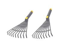 Juego de herramientas de jardinería de nueve puntas, rastrillos de 34 cm con agarre cómodo, perfecto para follaje, patio, trabajo, paisajismo, paquete de 2 rastrillos de mano, agarre cómodo