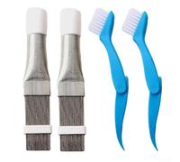 Juego de herramientas de limpieza de bobina y peine de aletas de aire acondicionado con cepillo plegable, kit de limpieza de condensador de acero inoxidable y eliminación de polvo para unidades de CA