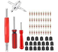 Juego de herramientas de llave de núcleo de válvula para reparación e instalación de vástago de válvula de neumático con 54 piezas, incluyendo todas las herramientas de reparación necesarias (B)