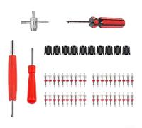 Juego de herramientas de llave de núcleo de válvula para reparación e instalación de vástago de válvula de neumático con 54 piezas, incluyendo todas las herramientas de reparación necesarias (A)