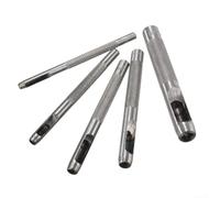 Juego de herramientas de perforación hueca de cuero, 5 piezas, 3/4/5/6/8 mm, acero 45# para perforación precisa de agujeros en cuero, lienzo, cinchas, goma, vinilo y plástico