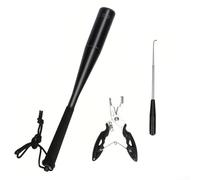 Juego de herramientas de pesca con alicates, removedor de anzuelos, sacerdote de peces y bate asesino para pesca de mar, agua dulce, hielo y noche - Kit de pesca de 3 piezas de metal y plástico
