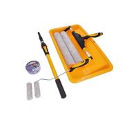 Juego de herramientas de pintura Hardy Working Tools de 7 piezas Speedy 40: rodillos grandes de 40 cm, rodillos pequeños de 10 cm, bandeja de 58 cm, mango telescópico