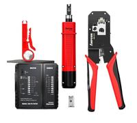 Juego de herramientas de probador Lan de engarzado RJ45, pelacables Ethernet, herramienta de punzonado, conectores rj 45 rj11, juego de reparación de cableado 12 en 1
