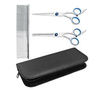 Juego De Herramientas De Recorte para Mascotas De 4 Piezas, Tijeras Curvas + Tijeras De Adelgazamiento + Combinación De Peine De Acero, Adecuadas para El Cuidado Diario De Gatos Y Perros.