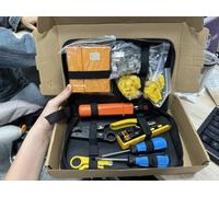 Juego de herramientas de red, crimpadora RJ45 con comprobador de red, alicates pelacables, herramienta de perforación, destornillador de red, juego de herramientas de crimpado profesional RJ45/RJ11