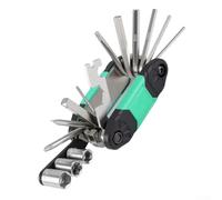 Juego de herramientas de reparación de bicicletas, herramientas hexagonales multifunción y neumáticos para ciclismo de montaña, kit compacto de acero al carbono galvanizado, negro (verde)