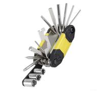 Juego de herramientas de reparación de bicicletas, herramientas hexagonales multifunción y neumáticos para ciclismo de montaña, kit compacto de acero al carbono galvanizado, negro (amarillo)