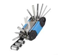 Juego de herramientas de reparación de bicicletas, herramientas hexagonales multifunción y neumáticos para ciclismo de montaña, kit compacto de acero al carbono galvanizado, negro (azul)