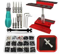 Juego de Herramientas de reparación de Coche RC con rotación de 360 Grados y 523 Tornillos RC y Kit de Destornilladores y Tornillos RC para 1/8 1/10 1/12 1/16 1/18 RC Crawler Car Truck Buggy (Rojo)