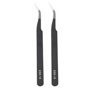 Juego de herramientas de reparación de pinzas curvas de acero inoxidable de 2 uds ESD-15, pinzas de precisión antiestáticas, herramientas de mantenimiento(Negro)