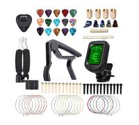 Juego de herramientas de reparación y cuidado de guitarra, herramienta de cambio de cuerdas, afinador, en una cuerda