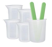 Juego de herramientas de tazas de mezcla de resina, tazas medidoras de silicona graduadas, varillas de agitación para fundición de resina, pintura, joyería, makin, varillas de agitación de silicona