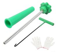 Juego de herramientas de válvula para neumáticos de coche, 22 piezas de aleación 45#, con gancho en T y herramientas de precisión para desmontar e instalar insertos de válvula, verde para mango (A)