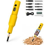 Juego de herramientas eléctricas para tallar madera - Amarillo, 5 cuchillas | Cincel inalámbrico para madera con 51020 cuchillas reemplazables, recargable por USB-C