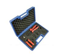 Juego de herramientas for engarzar a mano con alicates de corte, cortador de cables, pelacables y troqueles de engarce reemplazables, juego de herramientas de mano multifunción