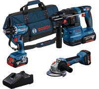 Juego de herramientas inalámbricas BOSCH de 18 V GSR+GWS+GBH+3x4.0Ah 0615A5007L