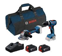 Juego de herramientas inalámbricas BOSCH (GSB 18V-65 + GWS 18V-8, 2x GBA 18V 4.0Ah, GAL 18V-40, BOLSA RAF, caja) 0615A5008Z