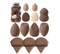 Juego de herramientas maquillaje facial con organizador, huevos belleza grandes, esponja for el pulgar, Mini for(Brown)