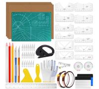 Juego de herramientas para camisetas, 53 unidades, regla de alineación, alfombrilla de corte, rasqueta, cuchillo de corte de láminas, regla, plóter, accesorios para diseños de ropa DIY