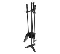 Juego de Herramientas para Chimenea VEVOR, 4 Piezas con Soporte de , Pala para Cenizas, Cepillo, Atizador, Accesorios de Hierro para Interior/Exterior, Negro