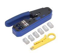 Juego de herramientas para crimpar RJ45, prensa pasante para conectores Ethernet de cable de red inalámbrica para Cat5e, Cat6 y Cat6a, alicates de crimpado 8P8C con cortador y pela