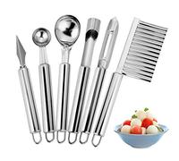 Juego de Herramientas para Frutas Apple Core Cuchillo para Tallar Frutas Pelador de Frutas Cuchara de Helado Cortador de Bolas de sandía Cuchillo para Cortar Patatas （6 Piezas）