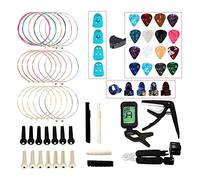 Juego de herramientas para guitarra, kit de accesorios para guitarra, incluye púas de guitarra, afinador, cuerdas, clavijas de puente, puente y tuerca, pines de puente de guitarra