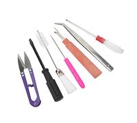 Juego de Herramientas para Máquina de Coser de 7 piezas: Placa de Aguja para Remallar Bordes, Tornillo para Prensatelas, Destornillador de Apriete, Llave Inglesa, Pinzas y