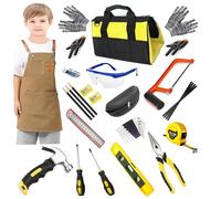 Juego de herramientas para niños, 38 piezas, con bolsa de herramientas, delantal, sierra, regalo educativo