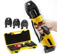 Juego de herramientas para prensar tubos hidráulicos, prensadora Pro para tubos de cobre para tubos de 16 a 28,6 mm de diámetro, con baterías de 2 x 12 V, 3 matrices DN15, DN20, DN25 Herramientas