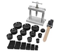 Juego de herramientas para relojero, prensa de reloj, prensa de caja de reloj con 18 moldes de presión, juego de herramientas para reparación de relojes, muelles de compresión y sistemas de cierre