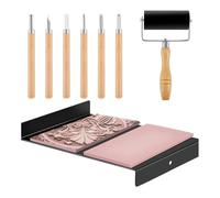 Juego de herramientas para tallar impresión de bloques, herramientas para tallar madera con rodillo de tinta | Kit de herramientas para hacer sellos de impresión en bloque para principiantes
