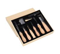 Juego de herramientas para trabajar el cuero, herramientas manuales para cuero con mango curvo, kit de manualidades en cuero de 8 piezas que incluye cuchillo, punzón y sacabocados