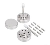 Juego de herramientas prensatelas manuales de reloj en acero inoxidable con 9 puntas intercambiables, instalador manual de agujas para reparación segura de relojes, agarre ergonómico, color plateado