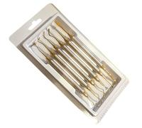 Juego de herramientas profesionales de limpieza dental, 6 piezas de acero inoxidable chapado en oro con púas y raspadores dentales