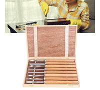 Juego de herramientas profesionales de torneado de torno de 8 piezas con mango de haya de alta calidad, acero al manganeso 65, cincel para carpintería, caja de almacenamiento de trabajo de precisión