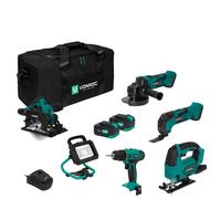 Juego de herramientas VPower 20V - 4.0Ah | Incluye 2 baterías, cargador y bolsa de herramientas de alta resistencia