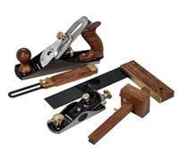 Juego de herramientas y cepillos de carpintero Faithfull de 5 piezas - Madera con certificación FSC® - Cepillo de alisado n.° 4, cepillo de bloque, escuadra, bisel deslizante y calibre de marcado