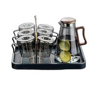 Juego de hervidor de agua fría para el hogar, vaso de agua fría de vidrio, resistente a altas temperaturas, para sala de estar, tetera, recipientes para zumo