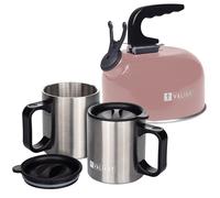 Juego de hervidor y taza de camping | Hervidor de agua silbante de 1 litro co...