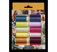 Gütermann Fashion juego de hilos para uso general 14 bobinas de 100 m, 14 unidades multicolor (verde, rosa, azul) - poliéster