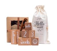 Juego de hitos de Madera para bebé, de Seguimiento Digital, Acabados, Accesorios de Registro de Crecimiento mensual, visualización de Memoria de fotografía, Bloques de hitos de bebé para