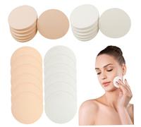 Juego de hojaldre de esponja redonda | esponjas de maquillaje, 24 piezas de hojaldre de esponja de maquillaje redondo, esponja aplicadora de maquillaje de látex suave y húmeda, esponja cosmética reut